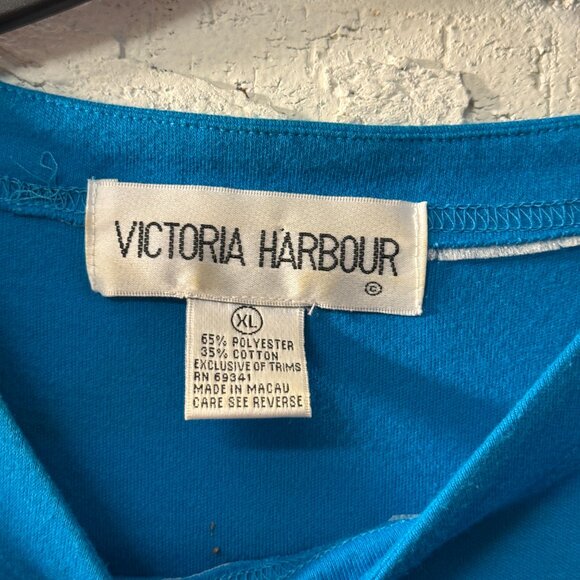 Victoria Harbour Vintage XL Blue T-Shirt Embroidered Sequin Fish Ocean Tropical - Picture 6 of 9